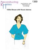 Reconstructing History Pattern #RH1369 - 1930s Art Deco Era Blouse with Flounce Sleeves Sewing Patter