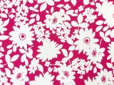 Succession Sweetness - Ivory and Cerise Medium Weight Floral Rayon and Linen Blend Fabric