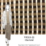 IF213-22 Chá Grid - Brown and Beige Printed Linen Fabric