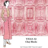 VF213-32 Chay Blocks - Rose on White Printed Linen Fabric