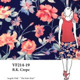 VF214-19 B.K. Crepe - Bold Floral Print on Navy Bubble Crepe Georgette Fabric