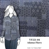 VF221-04 Adamas Flurry -  Designer Combed Cotton Shirting Fabric with Indigo and Ivory Stylized Flowers