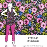 VF222-46 Physic Jardín - Pink Flowers on Navy Bulgari Knit Fabric