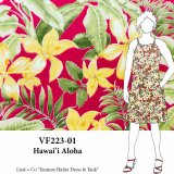 VF223-01 Hawai’i Aloha - Designer Red Combed Cotton Shirting Fabric with Yellow Flowers
