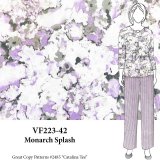 VF223-42 Monarch Splash - Lavender and Gray on Ivory  66” Lightweight Rayon Jersey Knit Fabric