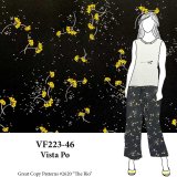 VF223-46 Vista Pō - Wispy Floral on Black Crepe Georgette Fabric by Bernard Chaus