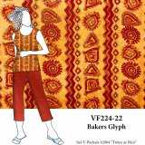 VF224-22 Bakers Glyph - Amber and Rust Rayon Print Fabric