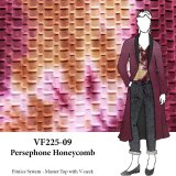 VF225-09 Persephone Honeycomb - Dark Burgundy with Gold and Cream Textured Knit Fabric