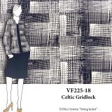 VF225-18 Celtic Gridlock - Navy and White Geometric Print on Techno Scuba Fabric