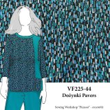 VF225-44 Dożynki Pavers - Jade and Teal with Grey and Black Small Geometric Design on Liverpool Crepe Knit Fabric