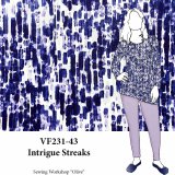 VF231-43 Intrigue Streaks - Navy and Pale Lilac Abstract Print Extra Wide Rayon Jersey Knit Fabric