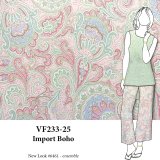 VF233-25 Import Boho - Mint + Pink + Beige + Blue Cotton-Rayon Paisley Jersey Fabric