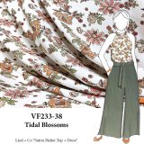 VF233-38 Tidal Blossoms - Floral Rayon Challis Print Fabric
