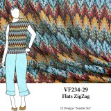 VF234-29 Flats ZigZag - Purple with amber and Blue Flamestitch-Print Stretch-Mesh Fabric