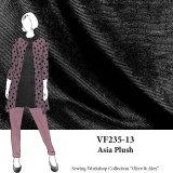 VF235-13 Asia Plush - Black Ribbed Stretch Velvet in Imitation Corduroy Style Fabric