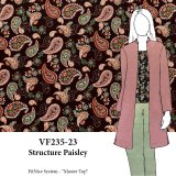 VF235-23 Structure Paisley - Autumn Colored Paisley Print on Black Rib Knit FabricVF235-23 Structure Paisley - Autumn Colored Paisley Print on Black Rib Knit Fabric