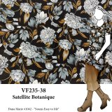 VF235-38 Satellite Bontanique - Camel and Grey Floral Print on Black Rayon Challis Fabric from TelioVF235-38 Satellite Bontanique - Camel and Grey Floral Print on Black Rayon Challis Fabric from Telio