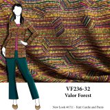 VF236-32 Valor Ziggy - Wine + Forest + Gold Stripe Knit Fabric