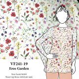 VF241-19 Eros Garden - Watercolor Printed Flowers Tossed on White Rayon Challis Fabric