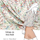VF241-21 Eros Dash - Earth and Sky Colored Lines on White Rayon Challis Fabric