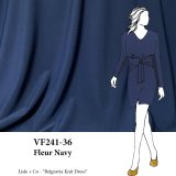 VF241-36 Fleur Navy - Marine Blue Medium-weight Brazil ITY Knit Fabric from Telio