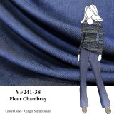 VF241-38 Fleur Chambray - 67” Wide Lightweight and Supple Stretch Denim Fabric