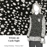 VF241-42 Cards Night - White and Gray Splashes on Black Rayon Challis Fabric