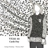 VF241-44 Cards Day - Black and Gray Splashes on White Rayon Challis Fabric