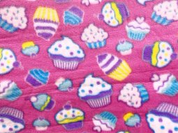 Polar Fleece Print Fabric - Cupcakes on Pink