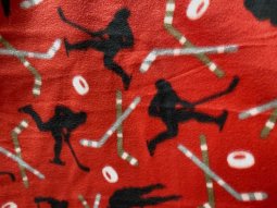 Polar Fleece Print Fabric - Hockey Action
