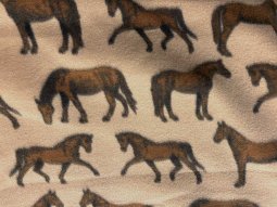 Polar Fleece Print Fabric - Thoroughbred Horses