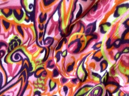 Polar Fleece Print Fabric - Pink and Green Paisley