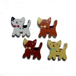 Decorative Button - Bowtie Cat - Brown