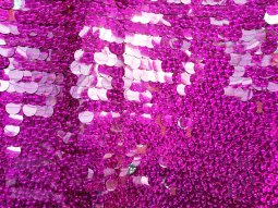 Cabaret Sequin Fabric - Stretch Mesh with Fuchsia-Silver Disco Dot
