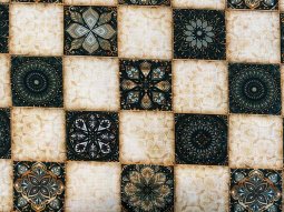 Quilting Cotton Print Fabric - Checkmate Medallions Tan