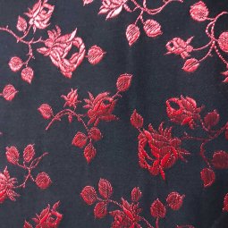 Coutil - Black and Red Brocade Corseting Fabric