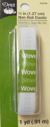 Dritz - Woven Non-Roll Waistband Elastic #9305W - 1/2"- White