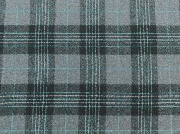 Classic Wool Blend Melton Coating Fabric - Grey Plaid with Seafoam