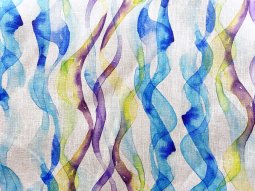 Imported Linen - Watercolor Ribbons - Printed Linen Fabric