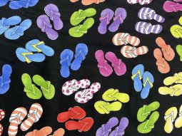 Quilting Cotton Print Fabric - Fun Flops Black