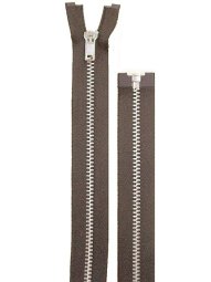Separating Zipper - 80" For Coat Lining - Brown-Silver