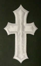 Iron-on Applique - Large Satin Cross #511380  - White, 5" x 2.875"