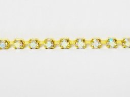 Rhinestone Banding - Cup Chain R12 - Single Row - Gold/AB, 4mm
