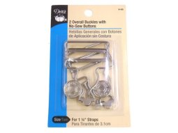 Dritz- Overall Buckles with No Sew Buttons, 1 1/4" Silver