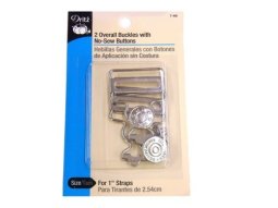 Dritz- Overall Buckles with No Sew Buttons, 1" Silver