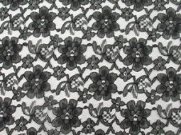 Wholesale Floral Lace - Black,  25 yards