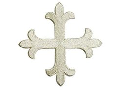 Iron-On Applique - Fleury Patonce Cross #11619 - Silver Metallic, 5.5" x 5.25"