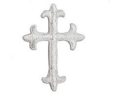 Iron-on Applique - Fleury Latin Cross #17864 - White, 1.875" x 1.375"