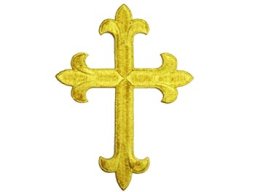 Iron-on Applique - Fleury Latin Cross #19553 - Gold Metallic,   6.5" x 4.75"