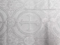 Wholesale Metallic Church Brocade - White-Silver 25 yards
